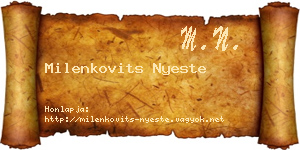 Milenkovits Nyeste névjegykártya